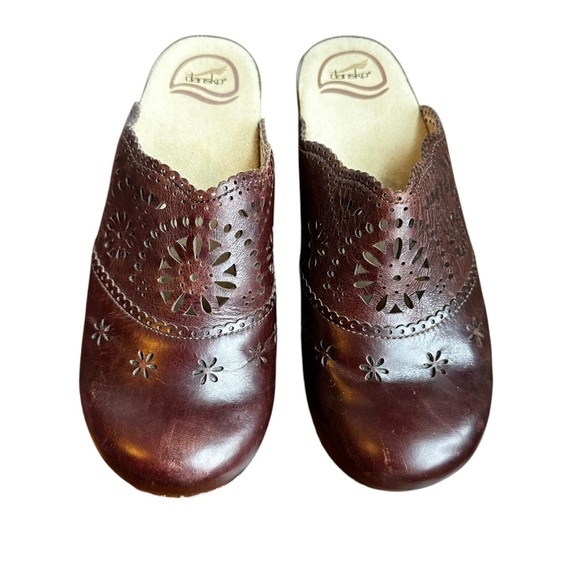 Dansko Brown Leather Mules with Cutout Design - Picture 2 of 7